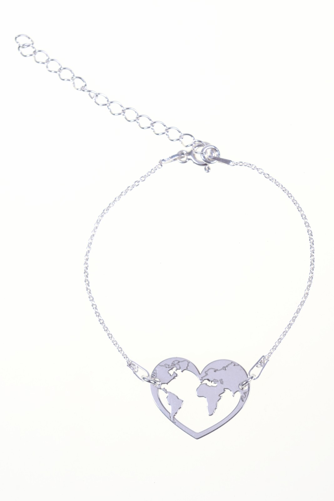 Srebrna bransoletka NOWY JORK z mapą świata